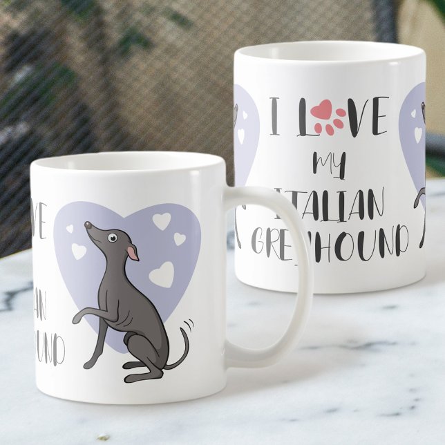 Mug Love Italien Greyhound Gris Cartoon Chien mignon C (Créateur téléchargé)