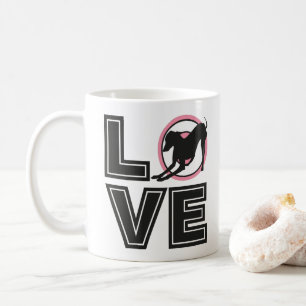 Mug Love Italien greyhound Typographie Noire Silhouett