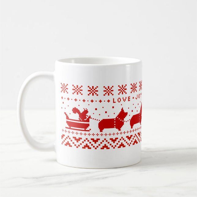 Mug Love Joy Peace Corgis Festive Noël (Gauche)