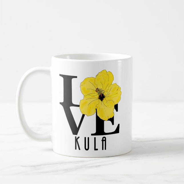 Mug LOVE Kula Hibiscus jaune 11oz (Gauche)