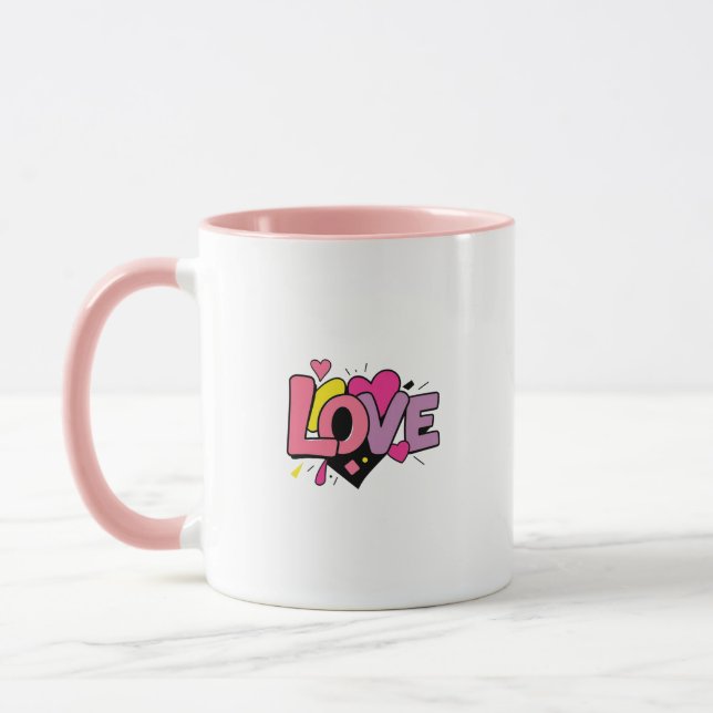 Mug Love Modern Watercolor Artsy Valentine's Day (Gauche)