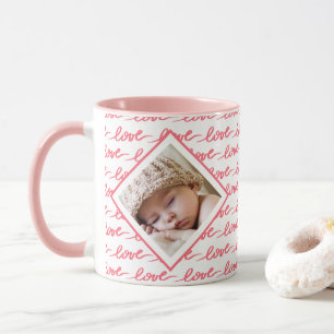 Mug Love Motif Two Photo Pink Saint Valentin