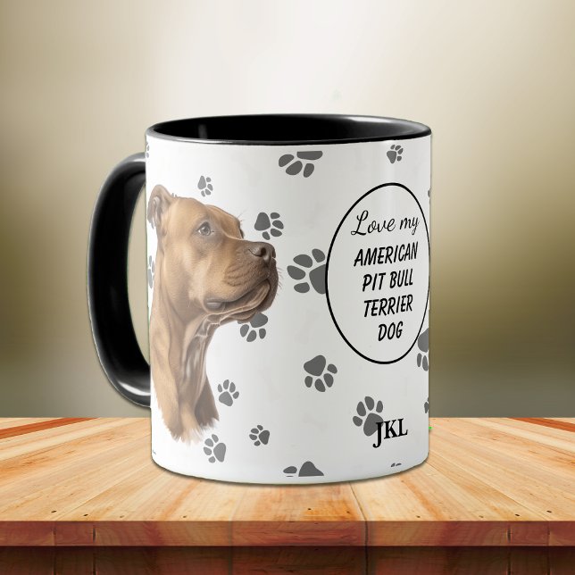 Mug Love My American Pit Bull Terrier Dog Pawprint (Créateur téléchargé)