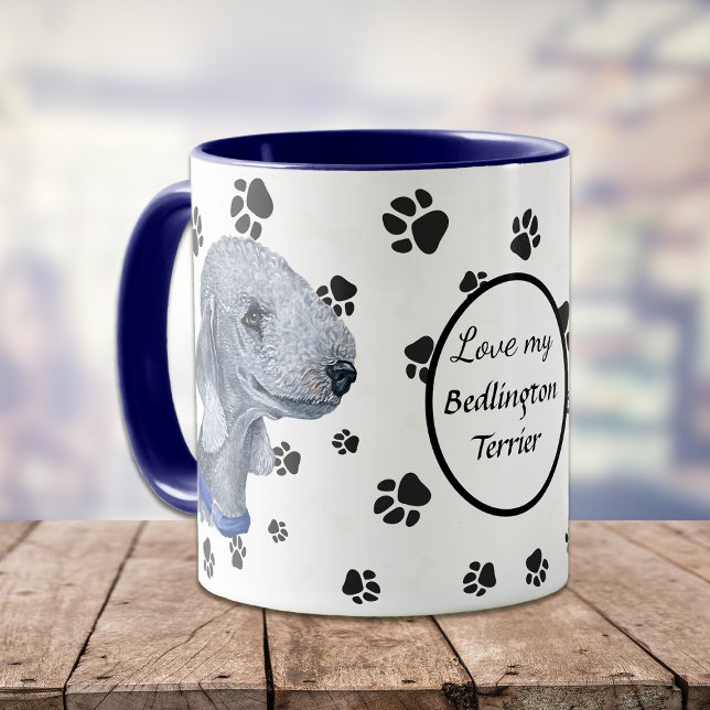 Mug Love My Bedlington Terrier Dog Pawprint (Créateur téléchargé)