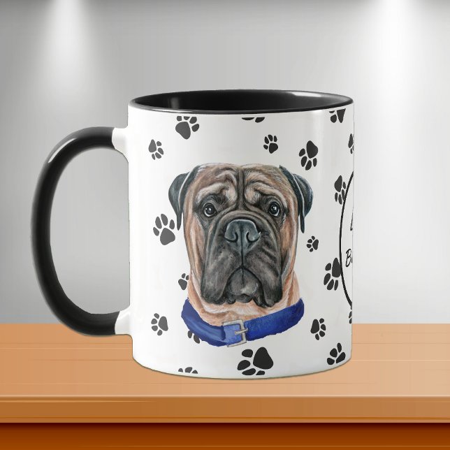 Mug Love My Bullmastiff Dog Pawprint (Créateur téléchargé)