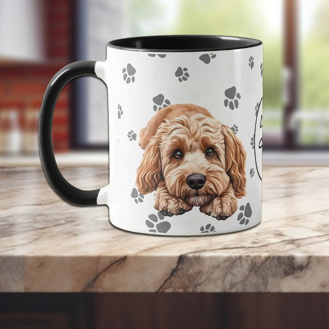 Mug Love My Cockapoo Dog Pawprint Pattern (Créateur téléchargé)