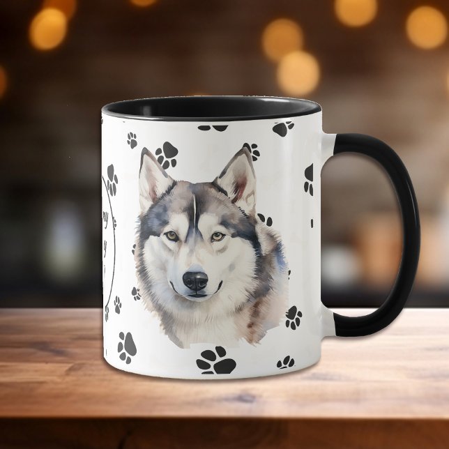 Mug Love My Husky Dog Pawprint (Créateur téléchargé)