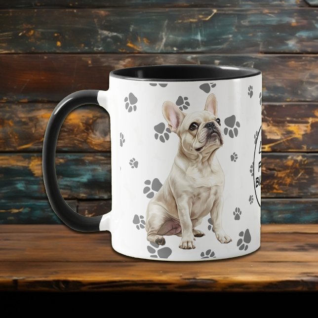 Mug Love My White French Bulldog Pawprint Pattern (Créateur téléchargé)