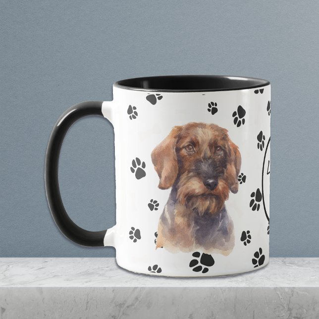 Mug Love My Wire Haired Dachshund Dog Pawprint (Créateur téléchargé)