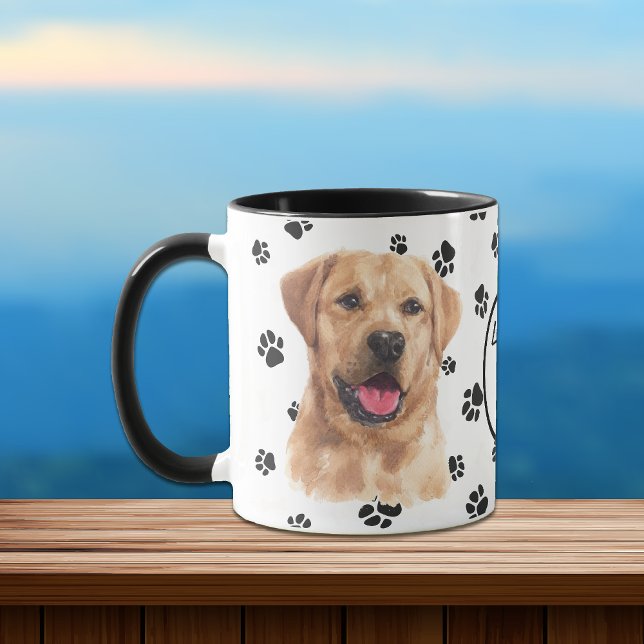 Mug Love My Yellow Labrador Retriever Dog Pawprint (Créateur téléchargé)