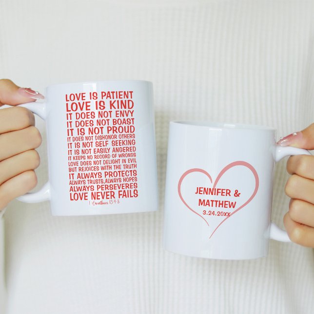 Mug Love Never Fails Personalized (Créateur téléchargé)