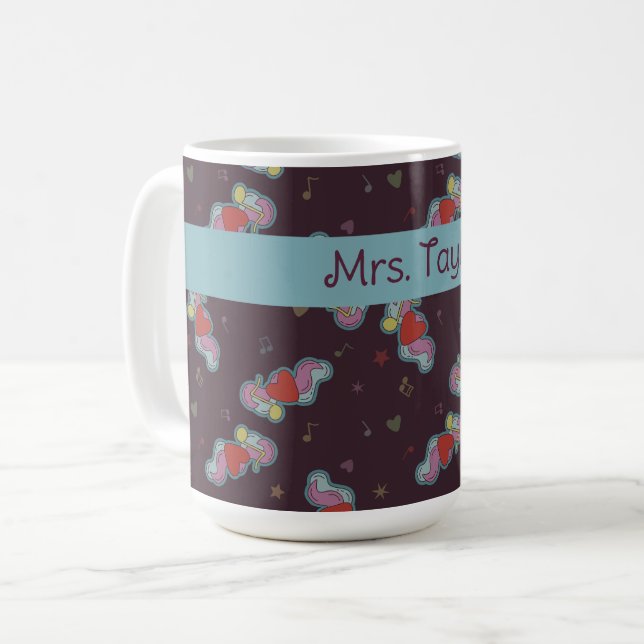 Mug Love Note : Doodles for Music Lovers Nom Turquoise (Devant gauche)