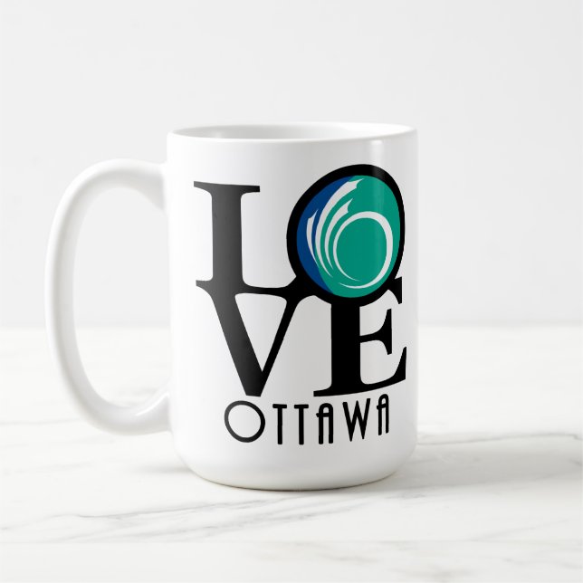 Mug LOVE Ottawa 15oz (drapeau de la ville) (Gauche)