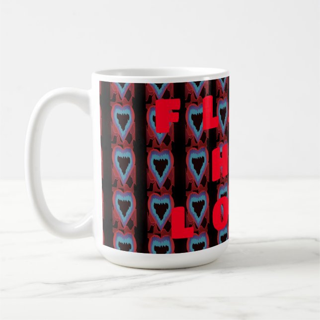 Mug Love passion art chaud design rouge brille bleu (Gauche)