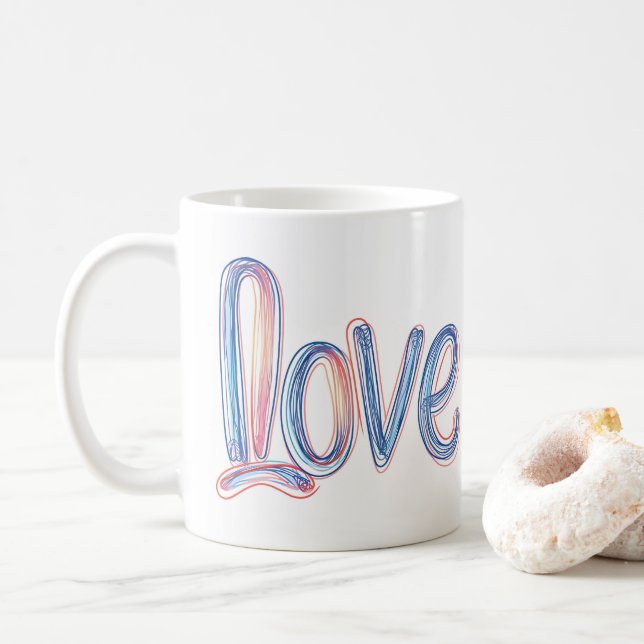 Mug Love Pastel Slogan Scribble (Avec donut)