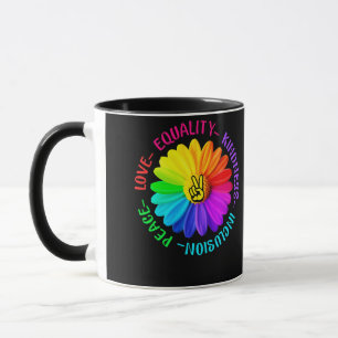 Mug Love Peace Kindness Inclusion Peace Sign Daisy