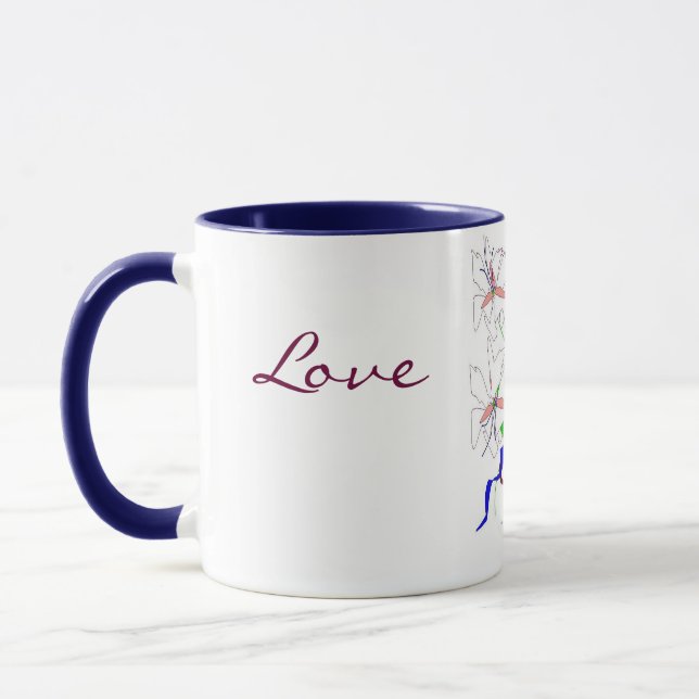 Mug "Love, Peace Lillies" - Personnalisable (Gauche)