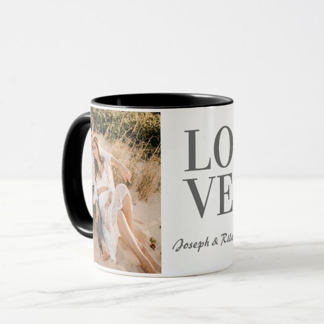 Mug "LOVE" personnalisable Plan photo complet & nom (Devant gauche)