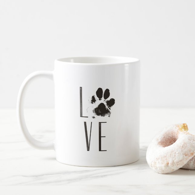 Mug Love Pet Paw Print Brown Grunge Typografy (Avec donut)