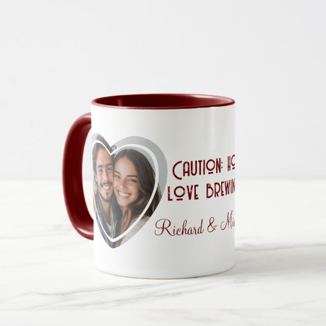 Mug Love Quote Custom Heart Shaped Photo I Names Red (Devant gauche)