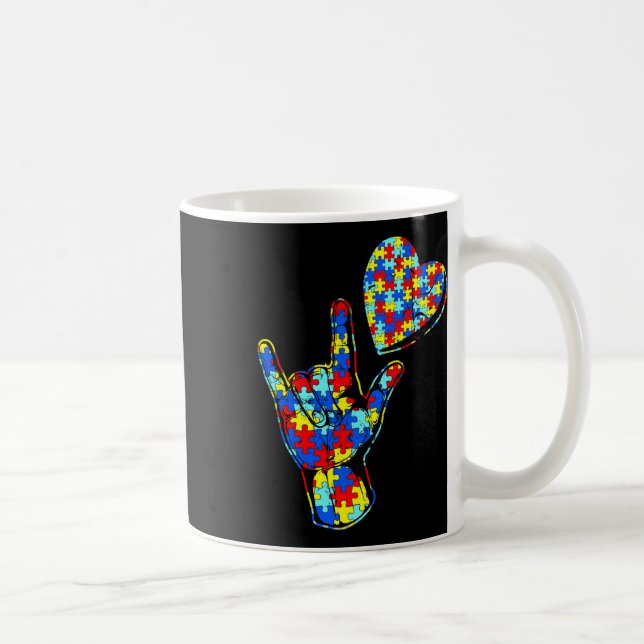Mug Love Sign Language Sensibilisation sur l'autisme P (Droite)