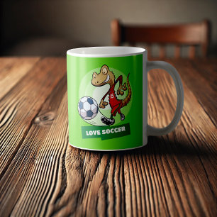 Mug Love Soccer mignon Gecko Drôle Joueur de football