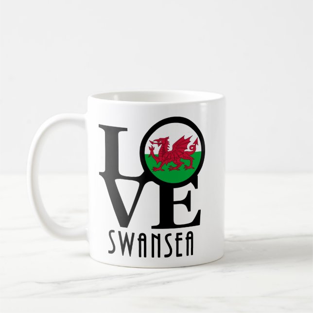 Mug LOVE Swansea Wales 11oz (Gauche)
