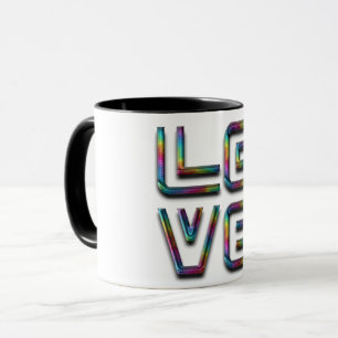 Mug Love Texte Arc-en-ciel Élégante Typographie