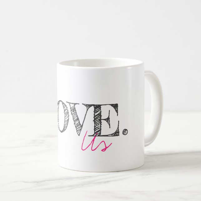 Mug LOVE US Typographie moderne Couple Valentine Fun (Devant droit)
