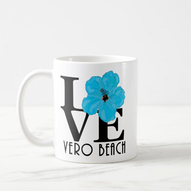 Mug LOVE Vero Beach Hibiscus bleu 11oz (Gauche)