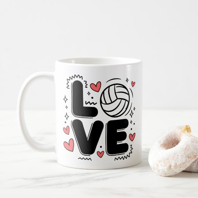 Mug Love Volleyball Cute Volleyball Player Girls Women (Avec donut)