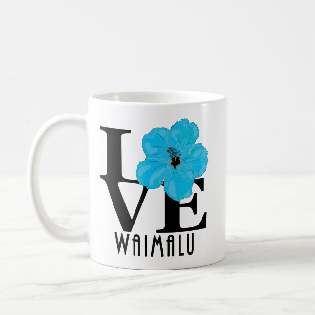 Mug LOVE Waimalu Blue Hibiscus 11oz (Gauche)