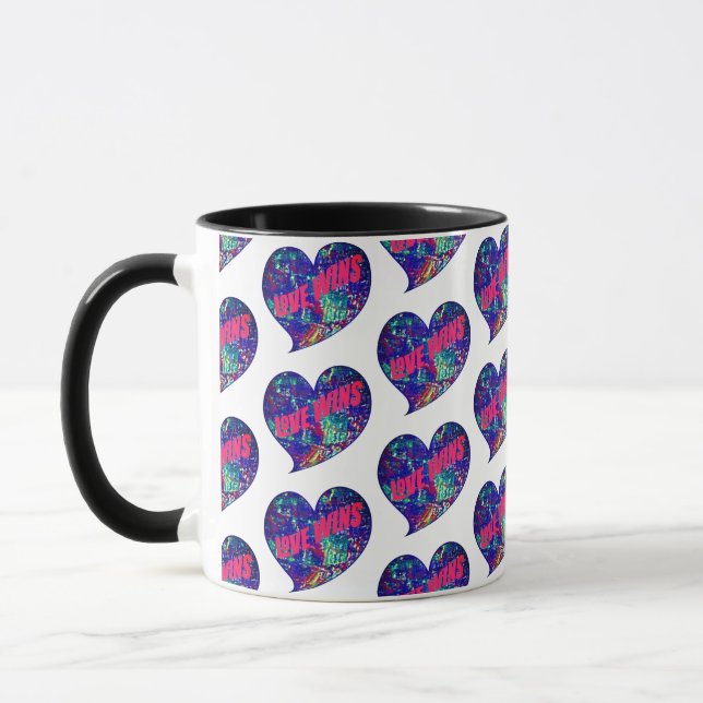 Mug Love Wins Inspirational Words Art Heart (Gauche)