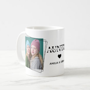 Mug Love You Auntie Deux Noms Photo Texte manuscrit