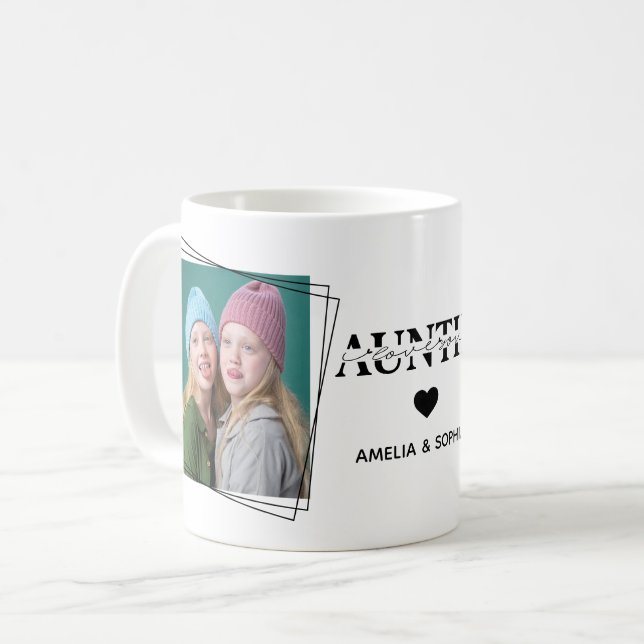 Mug Love You Auntie Deux Noms Photo Texte manuscrit (Devant gauche)