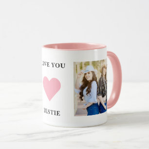 Mug Love You Bestie Pink Heart BFF meilleur ami photo