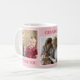 Mug Love You Grand-mère Grandkids 3 Collage photo rose