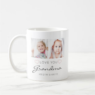 Mug LOVE YOU GRAND-MÈRE Personnalisé 2 Photos manuscri