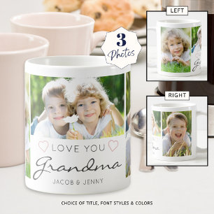 Mug LOVE YOU GRAND-MÈRE Personnalisé 3 Photos manuscri