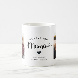 Mug Love you Mama Hearts Custom Two Photo Trendy Chic