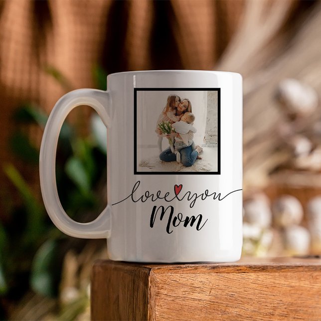 Mug Love You Mom Photo (Presenting a custom-crafted Mother's Day mug customizable with a photo.)