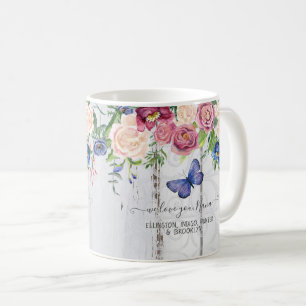 Mug Love You Nana Floral Rustic Navy Burgundy Peony