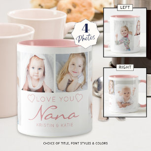 Mug LOVE YOU NANA personnalisé 4 Photo Rose