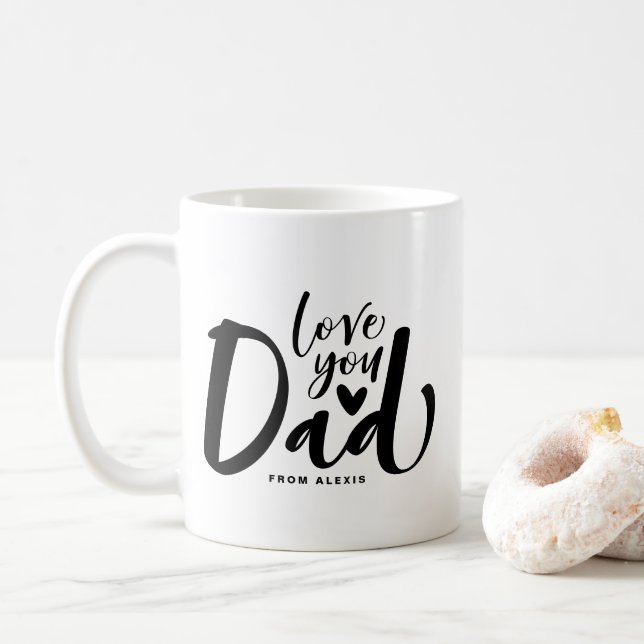 Mug Love You Papa Black Letters Fête des pères personn (Avec donut)