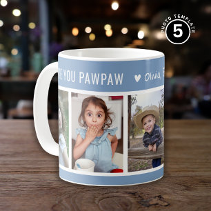 Mug Love You Pawpaw Grandkids 5 Photo Collage Bleu