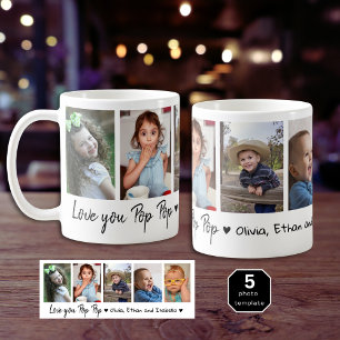 Mug Love You Pop Pop Grandchildren 5 Photo Collage