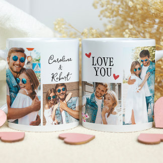 Mug Love You Red Heart Couple Photo Collage