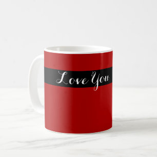 Mug Love You - Rouge Noir Contemporain Design