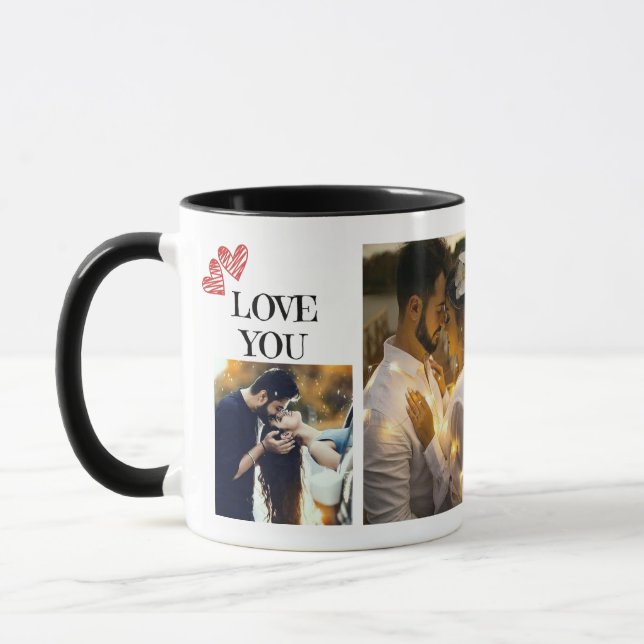 Mug "Love you" Saint Valentin simple photo de couple (Gauche)