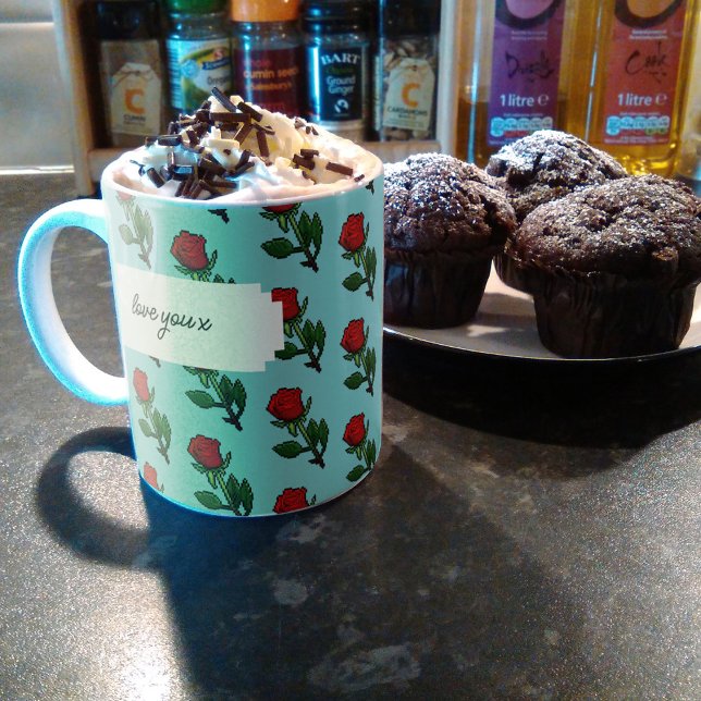 Mug Love You x Joli single Red Rose Motif (Créateur téléchargé)